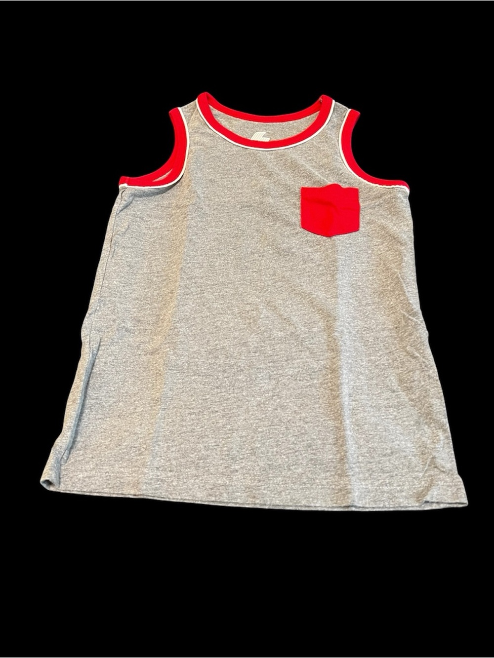 The Children's Place Gray Tank Top with Red Trim and Pocket Accents